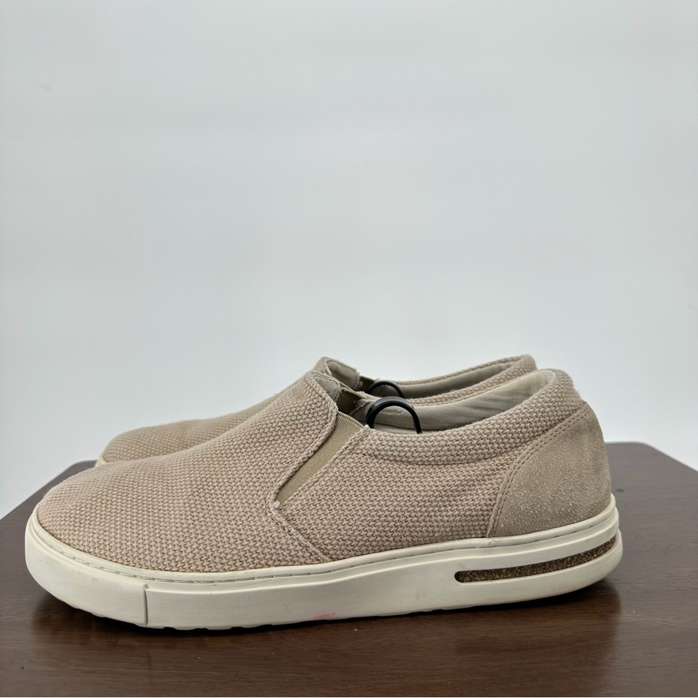 Birkenstock Oswego Canvas Suede Slip On Sneakers in Sandcastle Sz 10 Mens